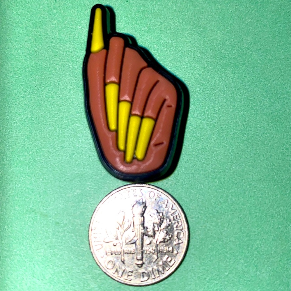 (10 for $15) HAND w/ Long Yellow Nails Crocs Shoes Charms